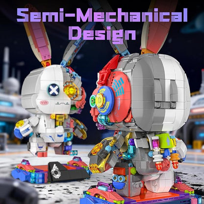 Mechanical Bunny Rabbit Building Set with LED Light-Up Eyes &amp Display Stand Poseable Cyberpunk Robot Animal Building Toy Model Kit for Kids Teens Ages 8–12 Birthday STEM Gift for Boys Girls 137