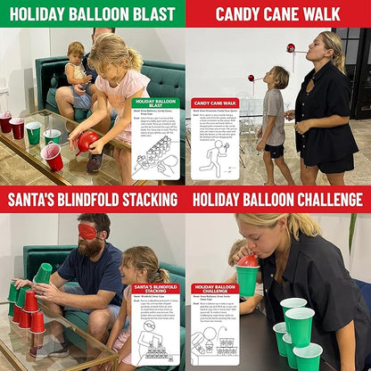 Funwares 24 Days of Christmas Games - Complete Advent Calendar Christmas-Themed Minute to Win It Challenges for Kids Teens &amp Families 2-12 Players Ready to Play Right Out of the Box!