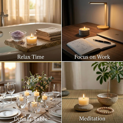 8 Hours Beeswax Tealight Candles White - 12 Pack - Handmade Natural Beeswax Tea Candles in Clear Cup | Smokeless Beeswax Tea Light Candles | for Home Deco, Fragrance, Relax