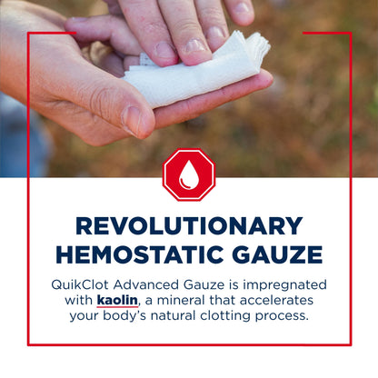 Adventure Medical Kits QuikClot Gauze - Flexible Hemostatic Medical Gauze for Emergency Survival or Disaster Preparedness Kits & More - Stops Bleeding Fast with Kaolin - 3" x 24"