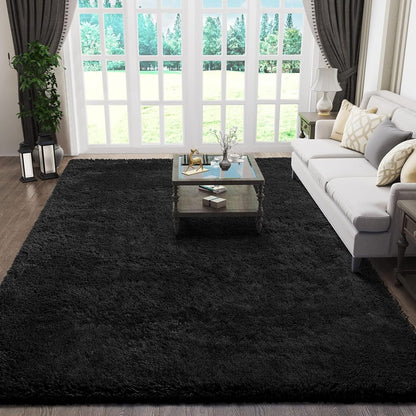 Ophanie Black Area Rug - Fluffy Shaggy 5x7 Carpet for Living Room & Bedroom Decor