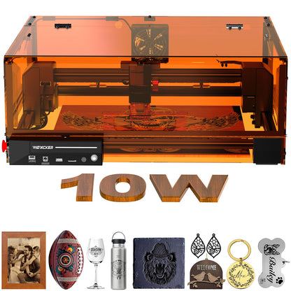 Laser Engraver, Woxcker L2 MAX 10W Enclosure Laser Cutter and Engraver Machine, 300x300mm Bed Size CNC Engraving Machine 0.01mm High Precision for Wood Stainless Steel Glass Metal (Class 1 10000mW)