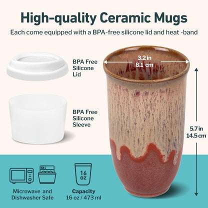 NOVA CERAMICS Travel Coffee Cup– Travel Coffee Tumbler – On the Go Coffee Mug – Microwave & Dishwasher Safe Green CoffeeTumbler - Gifts For Women Men Him Her – 16oz – Jupiter