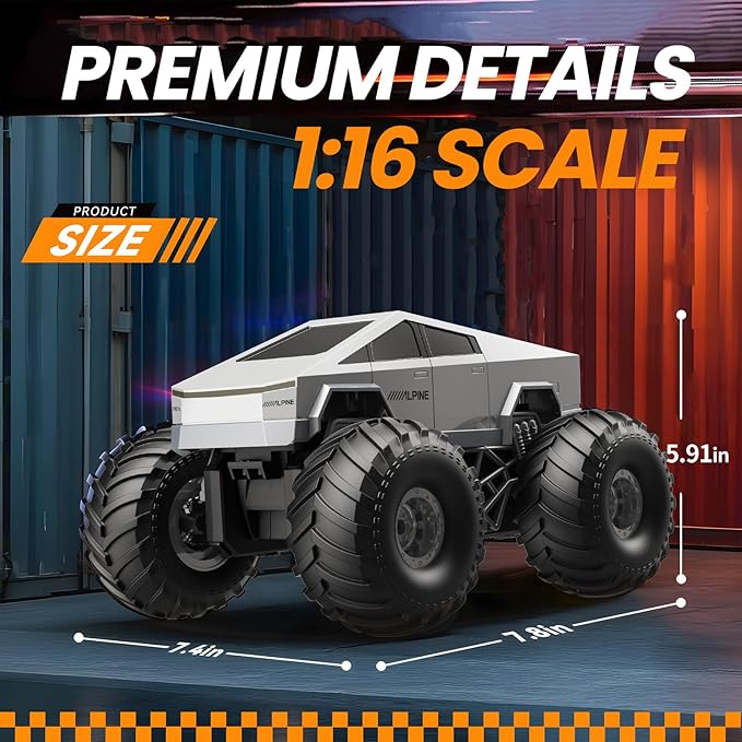 Remote Control Car Cyber RC Truck Toy 1:16 2.4GHz 4WD Off-Road Amphibious Waterproof Monster Truck for All Terrain Kids Birthday Gifts for Boys Girls Age 6 7 8 9 10 11 12 Year Olds