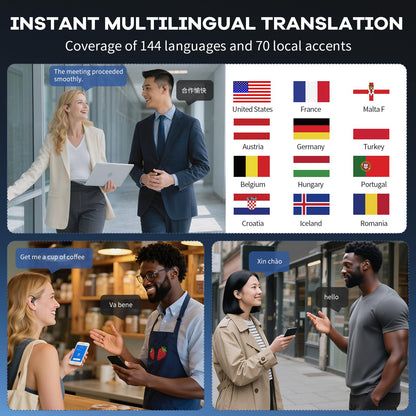 AI Translation Earbuds, 166 Language Translation Headphones, Translation Headphones with LED Screen Touch for Travel, Meetings, and Learning