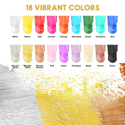 VVF Candle Painting Kit, 18-Color Candle Wax Pens (3 Metallics) with Sponge & Sticker Stencils, Great for Candle Making, DIY Crafts, Holiday Gifts & Kids Painting((10ml*18)