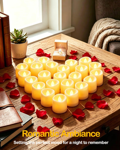 Gmnee 24Pcs Flameless Tealights Candles, 200+Hours LED Candles, Small Tea Lights Candles Battery Operated for Christmas, Wedding, Party, and Halloween Decoration