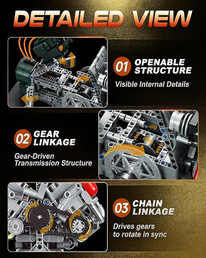 V12 Engine Model Kit that Runs Build Your Own Mechanical Building Set with Battery Box and Motor 2322PCS STEM Technic Toy for Adults Teens Age 14+