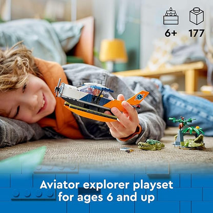 LEGO City Jungle Explorer Water Airplane Toy - Kids Toy Adventure Building Set for Boys and Girls Ages 6+ - with 2 Minifigures for Pretend Play - Gift Ideas for Birthdays - 60425