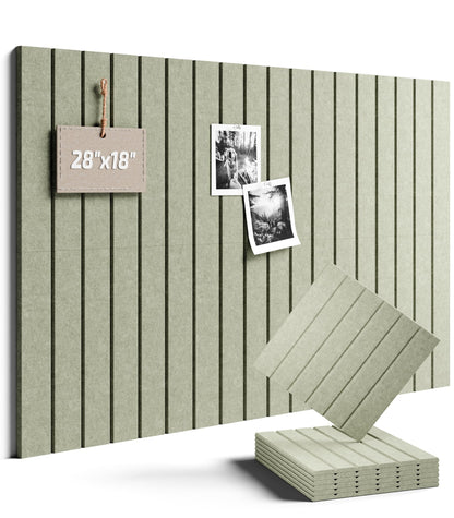 Felt Bulletin Board Tiles -28"x18" with 40 Adhesive Tabs, Cork Board Alternative for Office Decor, Push Pin Board Wall Organizer 6-Pack (Sage)