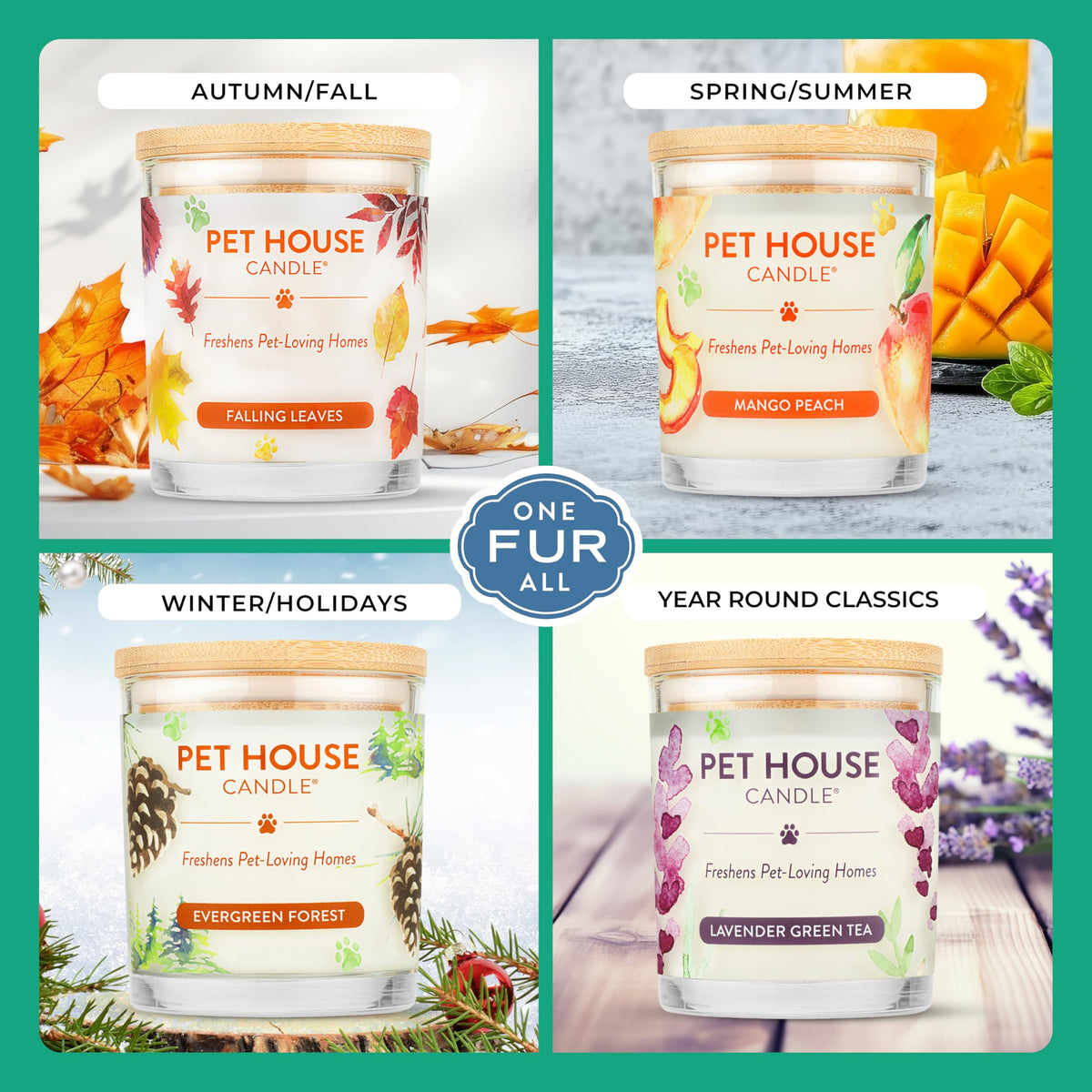 Pet House Candles, Plant-Based, Clean Burning, Long Lasting Pet Odor Candle for Home - Snow Cone