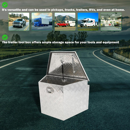 SCITOO 29 Inch Aluminum Diamond Plate Truck Bed Tool Box,Heavy Duty Crossover Storage for Most Full Size Pickups,Lockable Weatherproof Chest,Fits 29" Truck Beds,Easy Access to Load and Unload