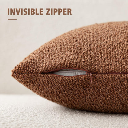 Foindtower Decorative Textured Boucle Throw Pillow Covers Accent Solid Lumbar Pillow Cases Soft Cozy Couch Cushion Case for Chair Sofa Bedroom Living Room Home Decor 12x20 Inch,1PC,Burnt Orange Hazel