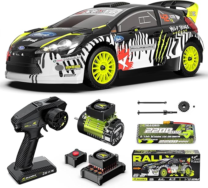 RIAARIO 1/10 Brushless RC Cars 50 MPH Rally Car Gyro 4WD Monster Truck 8+ Ages