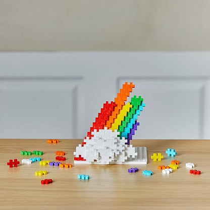 PLUS PLUS 240 Piece Interlocking Building Blocks for Kids Open Ended Connecting Toys STEM Bin Mini Manipulatives - Rainbow Mix Play Tube &amp Baseplate