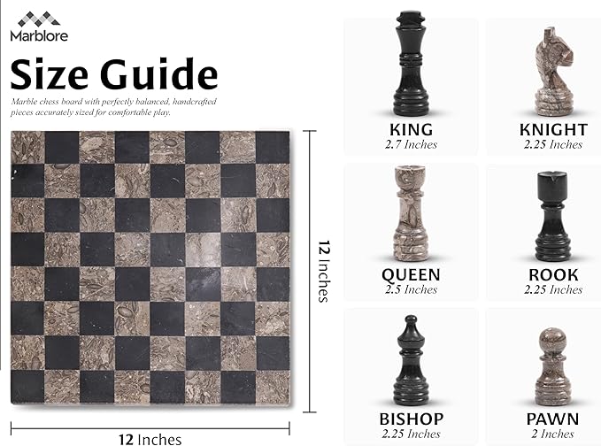 Marble Chess Set 12 Oceanic &amp Black Family Board Games 32 Chess Pieces &amp 2 Extra Queens Travel Chess Set Strategy Board Games for Adults