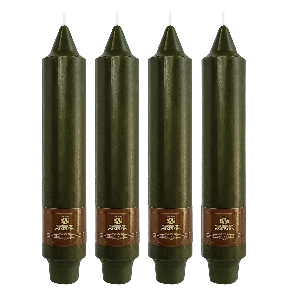 Olive Candles 4 PCS Taper Candle Unscented Tapered 7 inch Smokeless Candlesticks Candles Sticks Gift Idea Table Decor Housewarming Dinner