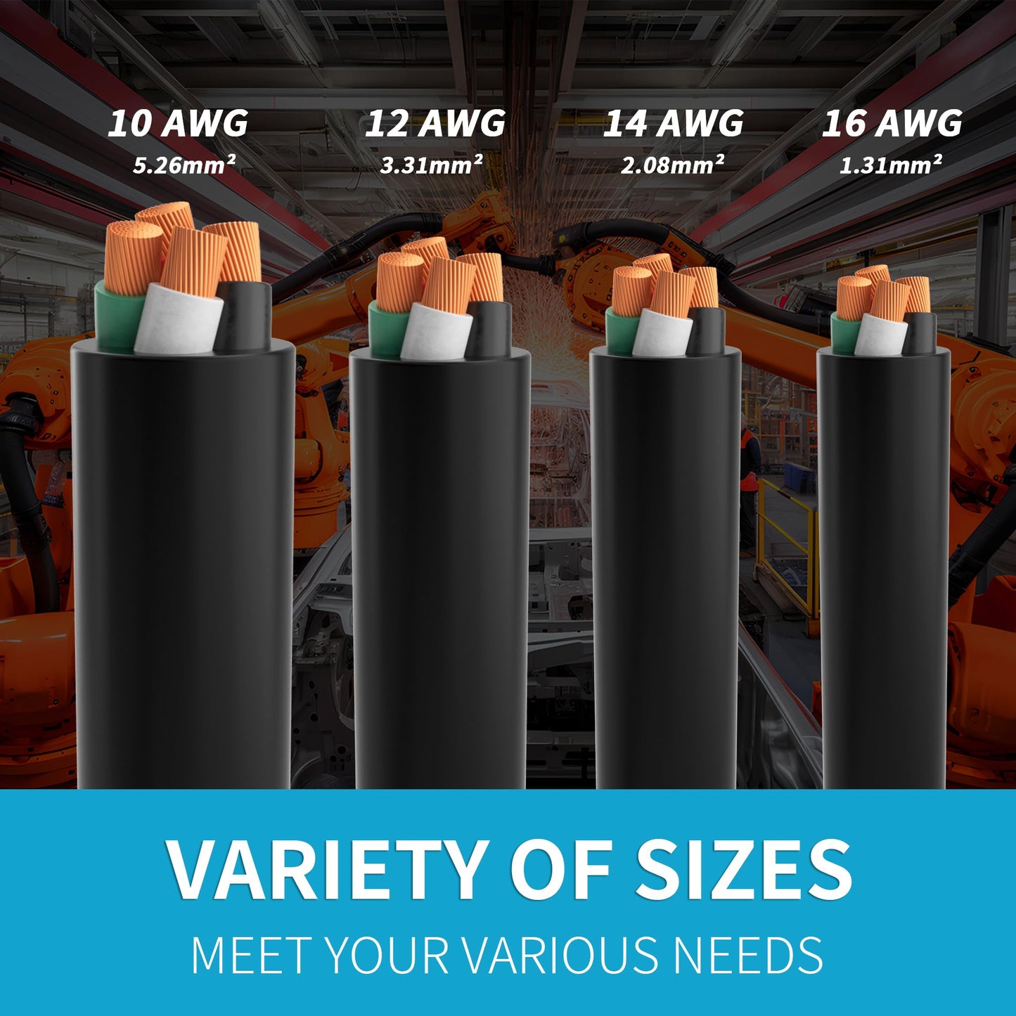 50FT 10/4 SOOW Portable Power Cable-10 Gauge 4 Conductor-10AWG 600V 30A Bulk Cable Water & Oil Resistant Electric Wire for Welder,Generator,Motor Lead,Circuits,EV Car Charger,Heat Pump,Light(ETL)