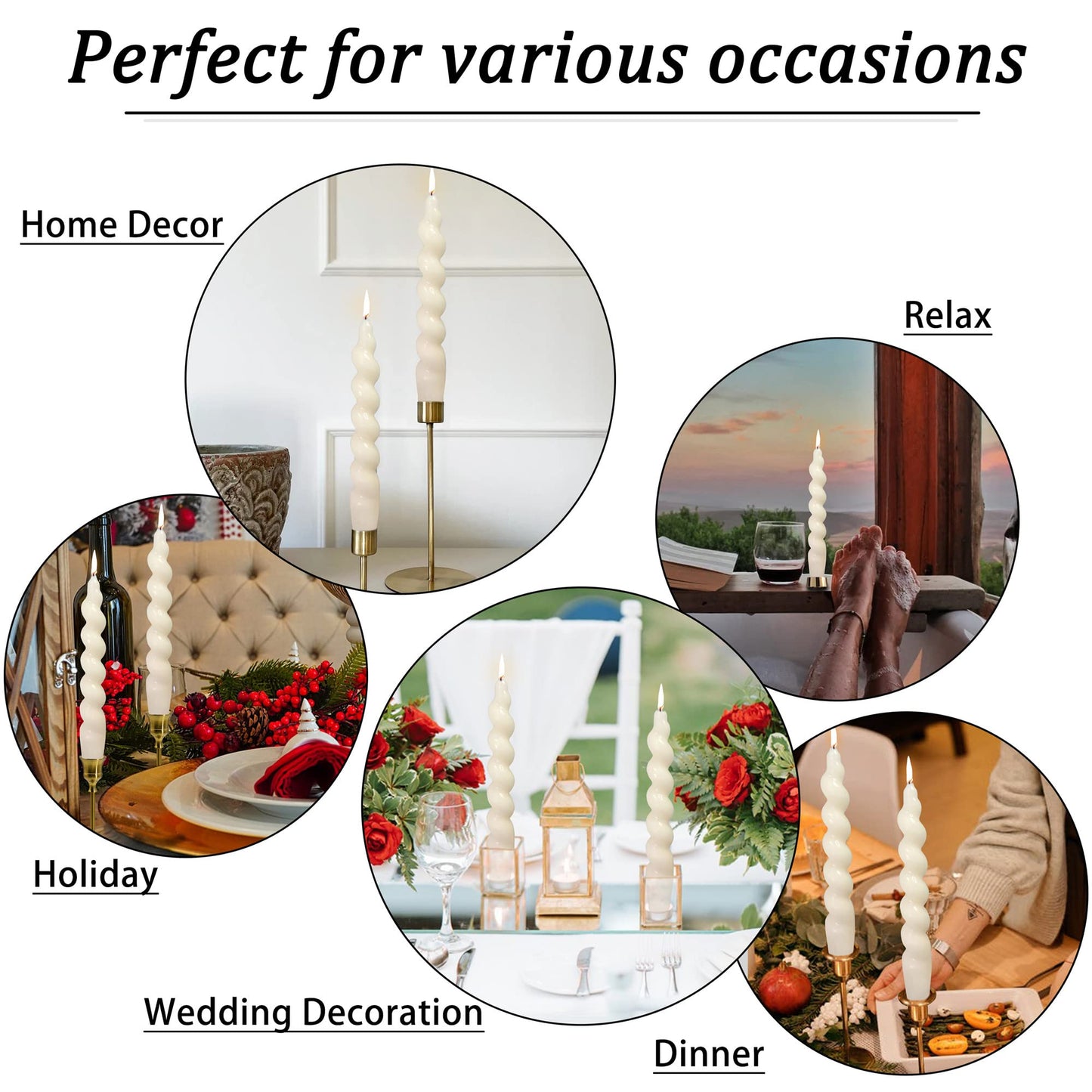 Gedengni Brown and White Taper Candle Brown Candlestick,8pcs Cute Candle Sticks Short Twisted Candlesticks Fancy Tapered Candles for Home Décor Weddings Holiday Women Gifts