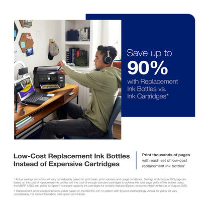 Epson EcoTank ET-2800 Wireless Color All-in-One Cartridge-Free Supertank with Scan and Copy, The Ideal Basic Home Printer - Black