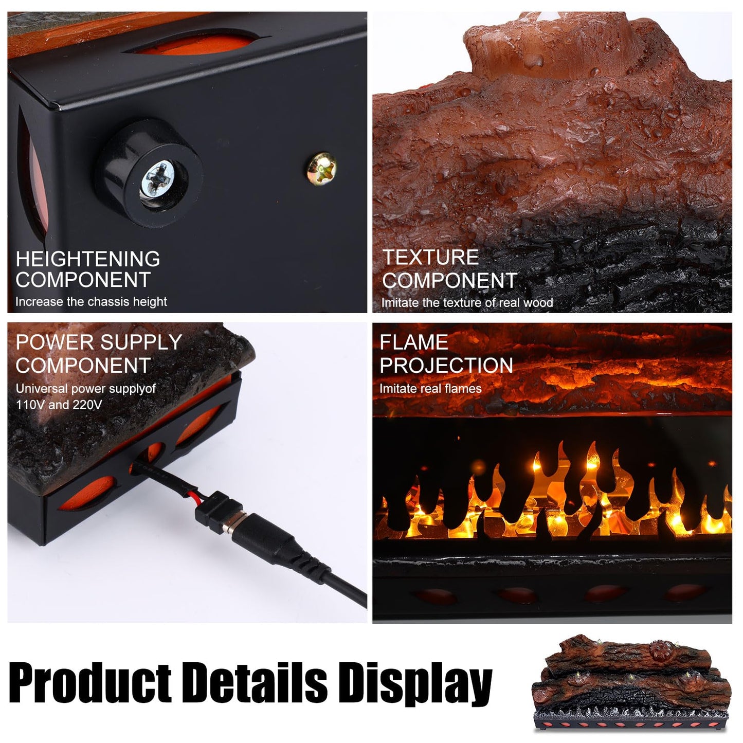 DAINIQUKANHAI Electric Fireplace Logs Realistic Flame Effect Candle LED Flame Light USB Powered Electric Fireplace Remote Control Fireplace Placement Home Decoration 16.7*8.7*5.9 In No Heat Function