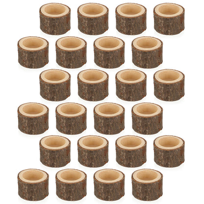 OwnMy Set of 24 Wooden Tea Light Candle Holders Votive Candle Holders, Rustic Wooden Pillar Candle Stands Vintage Tealight Holders Set Candle Centerpieces for Dining Table Wedding Party, 1.6" H