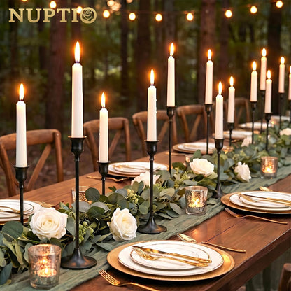 Nuptio 3 Pcs Black Candlestick Holders Taper Candles Holder Candle Stick Holder for Dining Table Halloween Candle Holders for Tapered Candles Decorative Centerpiece for Christmas Party Housewarming
