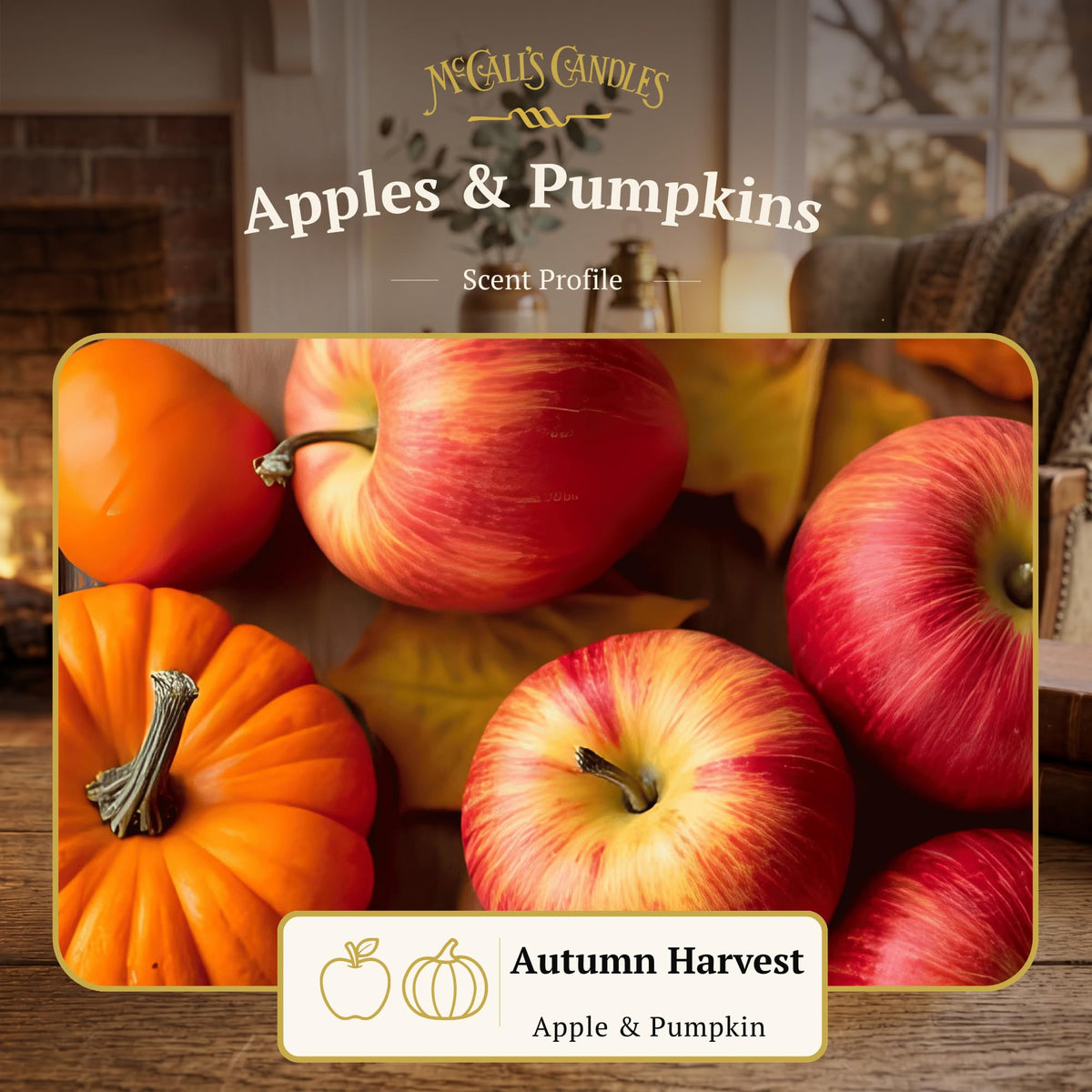 McCall’s Candles | Apples & Pumpkins | 16 oz Scented Candle | USA-Poured | Vintage Rustic Jar with Carrying Handle | Warm Spiced Harvest Fragrance