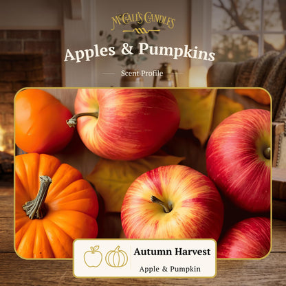McCall’s Candles | Apples & Pumpkins | 26 oz Scented Candle | USA-Poured | Vintage Rustic Jar with Carrying Handle | Warm Spiced Harvest Fragrance