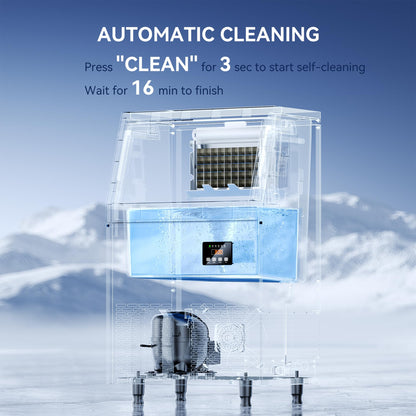 Coolski Commercial Ice Maker Machine, 100lbs/24H Ice Machine, 34lbs Storage, 45 Ice Cubes Ready in 6-15 Minutes, Freestanding Ice Maker for Bar, Home, Office, Restaurant