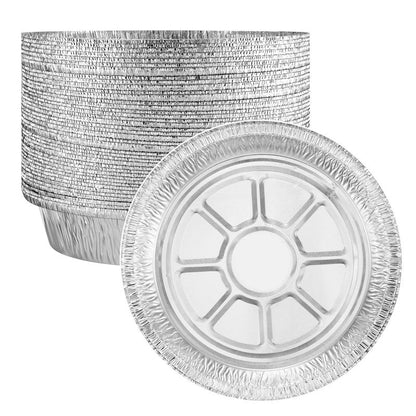 MESTAEK 8 Inch Aluminum Foil Pans, No Lids, 50 Pack