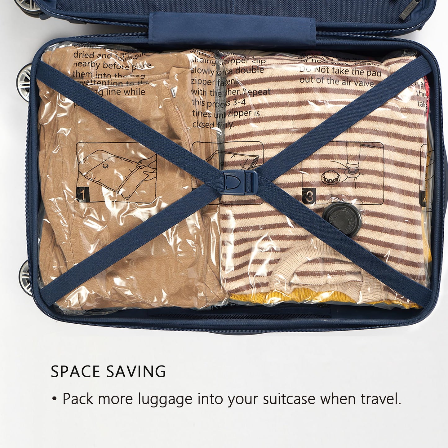 Vacuum Storage Bags 12 Jumbo, Space Saver Bags with Travel Hand Pump, Compression Airtight Sealer Bags for Clothes, Bedding, Pillows, Comforters, Blankets