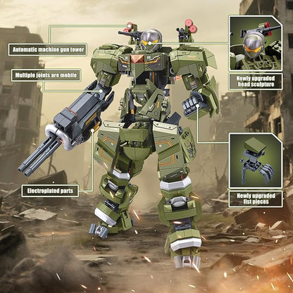 HIGH GODO Main Battle Mech Robot Transforming Building Blocks Set for AdultsCity Warrior Justice Hero Soldier Mech Model Building Kit Cool Creative Robots Toys Gift for Teens 598 Pieces