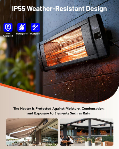 DR. INFRARED HEATER Portable Infrared Indoor and Outdoor Space Heater for Patio, Garage, Commercial & Residential With Remote Control, Without Thermostat, Black