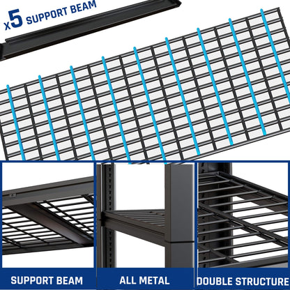 PMKES 67" W Garage Shelving Heavy Duty, 67" W x 24" D x 84" H, Adjustable 5 Tier Metal Shelves, Commercial Metal Shelf Rack, Industrial Shelving