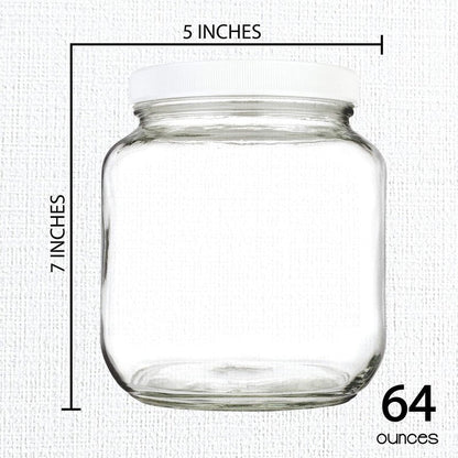 kitchentoolz Half Gallon Mason Jar - Wide Mouth 1/2 Gallon Glass Jar with Lid - Airtight Glass Storage Containers with Lid Fermenting, Canning, and Dry Storage - Made in USA