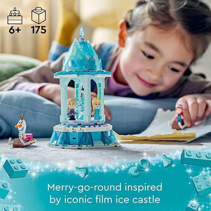 LEGO Disney Frozen Anna and Elsa’s Magical Carousel 43218 Ice Palace Building Toy Set with Disney Princess Elsa Anna and Olaf Great Birthday Gift for 6 Year Olds