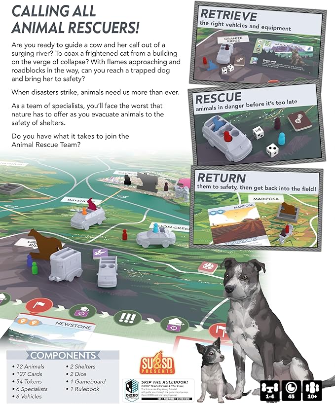 Animal Rescue Team by Play To Z | Cooperative Disaster Rescue Game | Save Cats Dogs &amp Farm Animals | Family Game | Ages 8+ | 2-4 Players | 2026 Origins Award Nominee