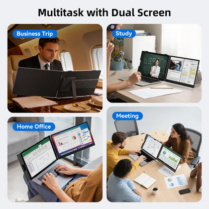 DZVW Laptop Screen Extender 14", FHD 1080P Portable Monitor for Laptop, Light Monitor Extender Plug&Play, IPS Display Computer Monitor for Laptop 13-17” (Screen Length: 11.81"-16.14") for Travel Work
