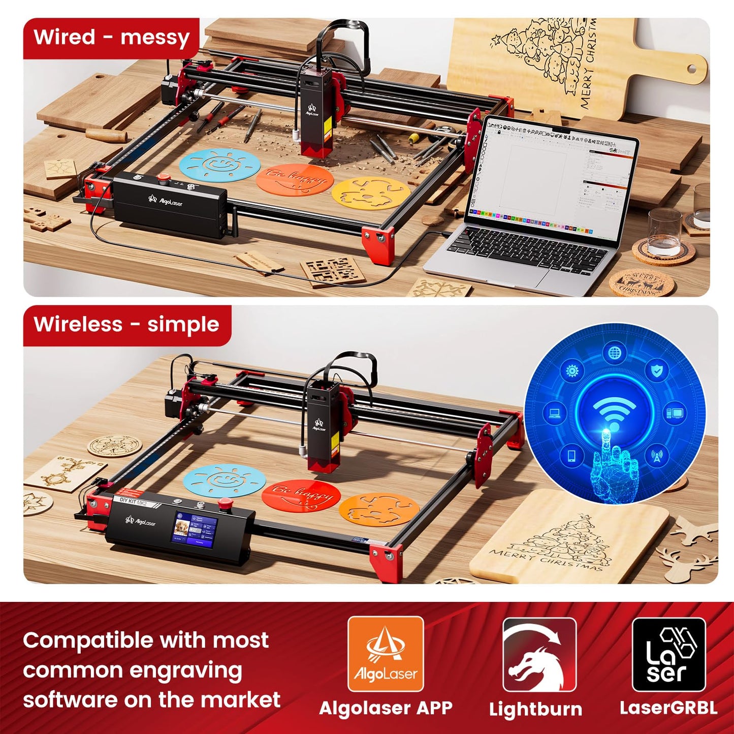 AlgoLaser 10W Laser Engraver Machine - Laser Engraver/Cutter with 3.5" Smart Touchscreen & AlgoOS System, 12000mm/min Speed, 0.05mm Laser Spot, Laser Engraving for Metal, Wood, Glass & Leather