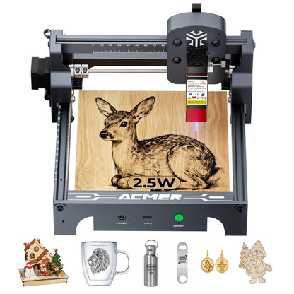 ACMER S1 Laser Engraver 2500mW, Compact Desktop Engraving & Cutting Machine for DIY Crafts, Small Business & Makers, 130×130mm Work Area, 0.04mm Laser Spot Engraving Machines & Tools
