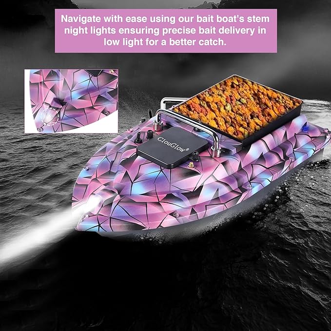 Bait Boat for FishingRC Bait Boat with 2.4GHz Remote Control 546yd Range Carries 4.4 lbs Bait Dual Brushless Motors &amp 3-Propeller System 4H Extended Runtime ABS Armor Low Battery Alarm