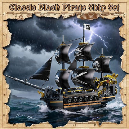 Pirate Ship Building Set for Boys &amp Adults Black Pearl Ship Toys Building Kit Collectible Pirate Boat Valentine Day Birthday Gift for Teens Kids Age 8 12 14+
