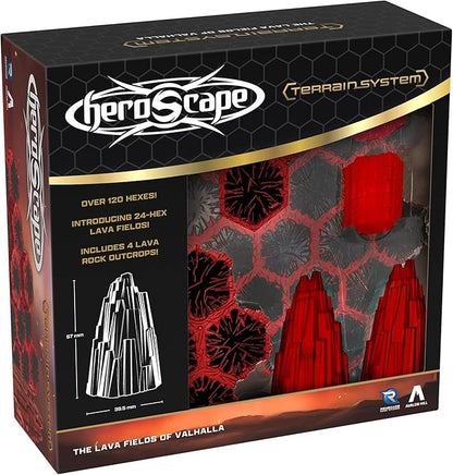 Renegade Game Studios Heroscape: Lava Fields of Valhalla Terrain Expansion 120+ Hex Tiles 4 Lava Rock Outcrop Pieces