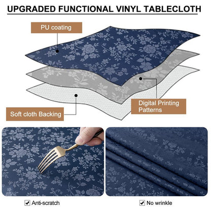 Smiry Rectangle Table Cloth, Waterproof Heavy Duty Vinyl Tablecloths, Wipeable Washable Table Cover for Kitchen and Dining Room (Navy Blue, 60" X 120")