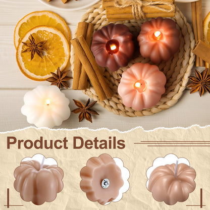Nuanchu 4 Pcs Thanksgiving Pumpkin Shaped Soy Candles Fall Pumpkin Home Decorations Fall Scented Tealight Handmade Candle Autumn Gift Cinnamon Scent for Autumn Thanksgiving Decor(Maillard)