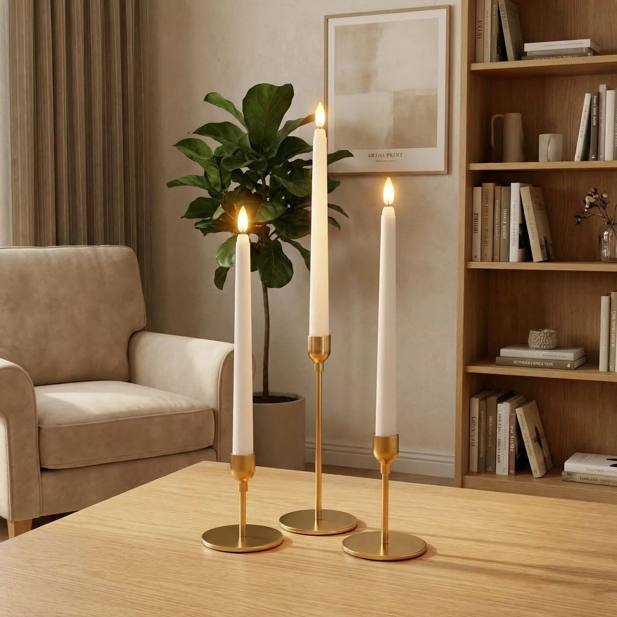 Ni-JASW White Flameless Taper Candles with Remote, Flickering Battery Powered LED Candlesticks Set of 4