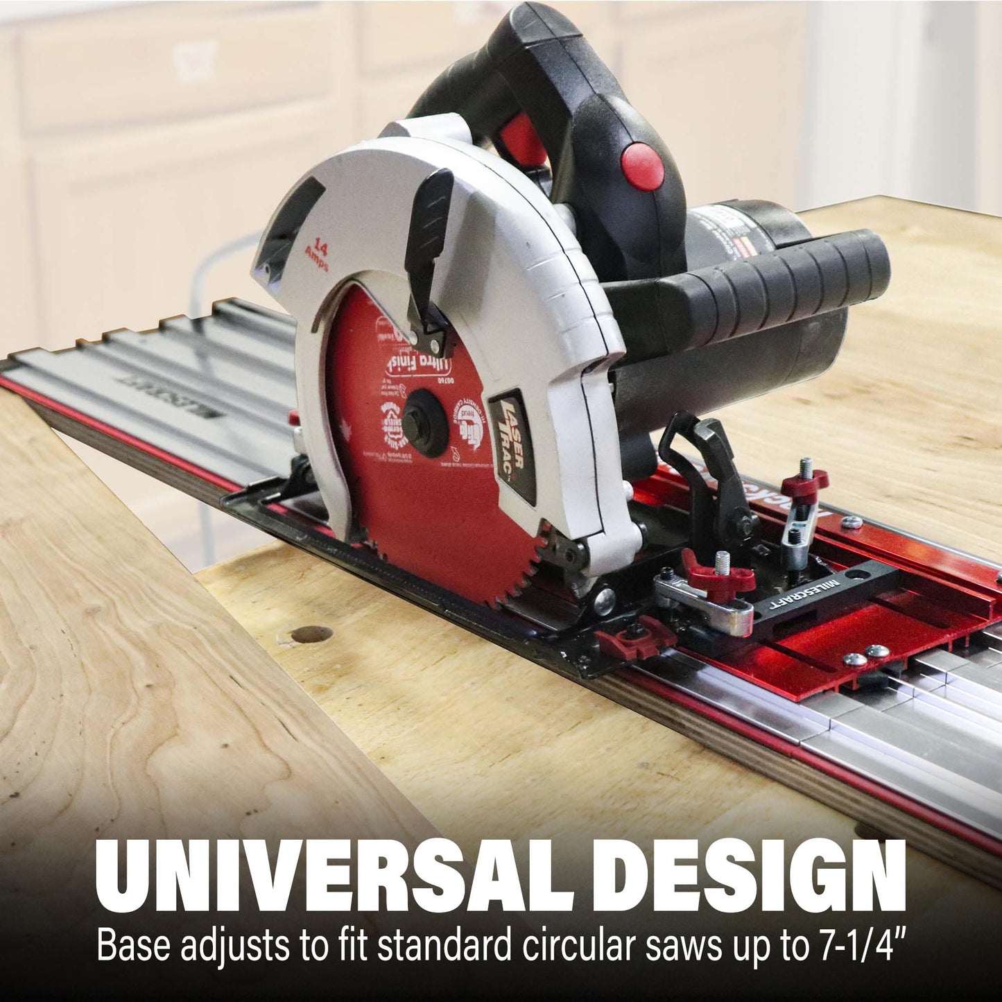 Milescraft 1409 Track Saw Guide - Universal for 7-1/4" Circular Saws, 50" Cutting Range, 2" Depth, Aluminum