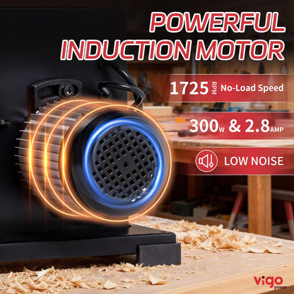 VIGO POWER 9-Inch Benchtop Band Saw for Woodworking, Portable Bandsaw, 2.8A Induction Motor, Dual-Speed 1700/2500 FPM, 12x12" Aluminum Tilting Table 0-45°, Miter Gauge & Dust Port, DIY