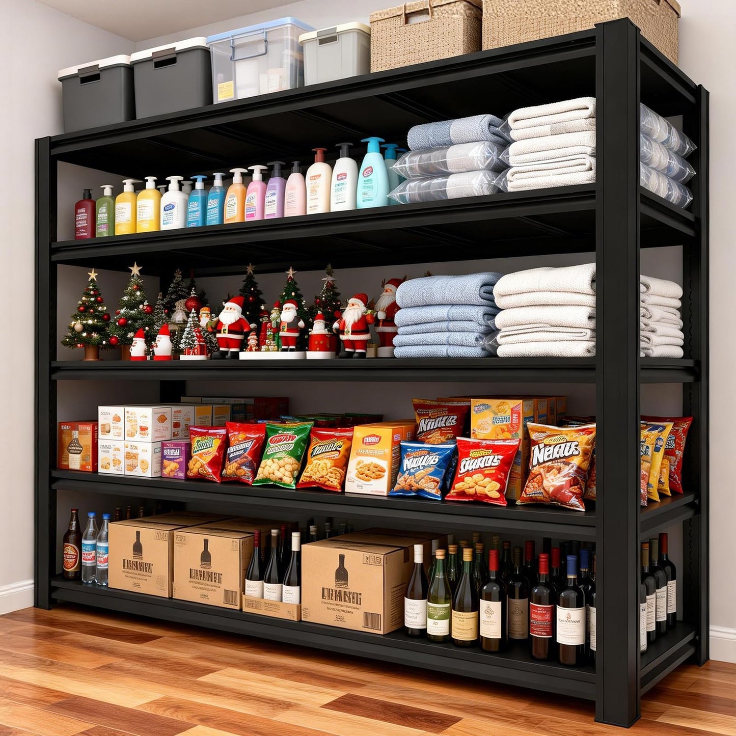 KLRFUA 5-Tier Garage Shelving Unit | Adjustable Garage Shelves, Storage Racks, 3,600-Pound Capacity, Dimensions: 84H x 61.88W x 23.88D, Metal Store Shelving, for Garage Storage (5T-84H*61.88W*23.88D)